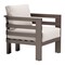 Homeroots 30" Brown Aluminum Outdoor Arm Chair with White Cushion 668767 - alternate 3