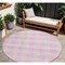 Homeroots 8' Pink And Gray Round Plaid Washable Indoor Outdoor Area Rug 595507 - alternate 1
