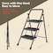 Campior Black 3-Step Foldable Stool, 500 lbs Cap., Anti-Slip Feet, Steel Frame, Space-Saving for Home and More DRIB3STPBK - alternate 5