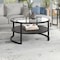 Homeroots 34" Black Glass And Steel Round Coffee Table With Shelf 520953 - alternate 3