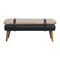 Homeroots 35in Dark Olive Green and Brown Genuine Leather and Solid Wood Upholstered Bench 723426 - alternate 3