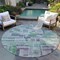 Homeroots 8' Artichoke Green Charcoal And Purple Round Striped Washable Indoor Outdoor Area Rug 603511 - alternate 3