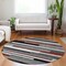 Homeroots 8' Gray Black And Red Round Striped Washable Indoor Outdoor Area Rug 613274 - alternate 3
