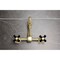 Kingston Brass Two-Handle Wall Mount Bridge Kitchen Faucet, Brushed Brass KS2447PKX - alternate 2