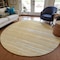 Homeroots 8' Gold Gray And Ivory Round Striped Washable Indoor Outdoor Area Rug 597243 - alternate 3