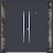 Vdomdoors Metal Double Doors Deux 0729 Gray Graphite Stainless Steel insert 2 Sidelights Entry Modern Painted DEUX0729DEXD-GRE-W12+72+12xH80-LH-O - alternate 2