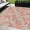 Homeroots 9' X 12' Coral And Orange Geometric Washable Indoor Outdoor Area Rug 609134 - alternate 1