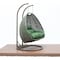 Leisuremod Beige Wicker Hanging 2 person Egg Swing Chair with Dark Green Cushions ESCBG-57DG - alternate 2