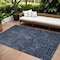 Homeroots 8' X 10' Navy Blue And Charcoal Damask Washable Indoor Outdoor Area Rug 603326 - alternate 1