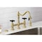 Kingston Brass Bridge Kitchen Faucet with Brass Sprayer, Brushed Brass KS3277PKXBS - alternate 3