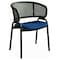Leisuremod Ervilla Dining Armchair in Black Steel Frame with Black Wicker Back and Navy Blue Seat ECBL-20BL-NBU - alternate 1