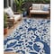 Homeroots 5' X 8' Navy Blue And Ivory Damask Washable Indoor Outdoor Area Rug 614444 - alternate 1