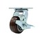 Service Caster 4 Inch Stainless Steel Polyurethane Swivel Caster with Roller Bearing and Brake SCC-SS30S420-PPUR-TLB - alternate 1