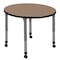 Regency Round Kee Height Adjustable Mobile Classroom Activity Table, 30 in W, 30 in L, Noble Oak TB30RNDNOAPCGY - alternate 1