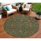 Homeroots 8' Emerald Brown And Red Round Floral Washable Indoor Outdoor Area Rug 604591 - alternate 1