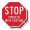Signmission Stop Proceed with Caution, 6 inch X 6 inch, Plastic Sign, 2PK OC-P-2PACK-6-15 - alternate 1