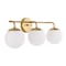 Jonathan Y Louis Parisian Globe 25" 3-Light Metal/Frosted Glass Modern Contemporary LED Vanity Light, Gold Paint JYL3536A - alternate 3