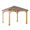 Sunjoy 11ft x 11ft Amari Outdoor Patio  Cedar Framed Gazebo, Brown Steel, Polycarbonate Hip Roof Hardtop A102007203 - alternate 1