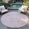 Homeroots 8' Pink Purple And Gray Round Oriental Washable Indoor Outdoor Area Rug 598066 - alternate 3