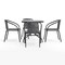 Flash Furniture Square Metal Table, Sqr w/Rattan Chairs, Gray, 28", Aluminum, Glass, Metal, Plastic, Rattan, Clear TLH-073SQ-037GY4-GG - alternate 2