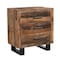 Homeroots 30" Dark Brown Solid Wood Distressed Three Drawer Nightstand 521225 - alternate 5