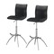 Homeroots Set of Two Black and Silver Faux Leather and Metal Low Back Adjustable Height Bar Chairs, 2PK 555027 - alternate 1