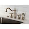 Kingston Brass Double-Handle Widespread Kitchen Faucet with Brass Sprayer, Antique Brass KB1793BEXBS - alternate 2