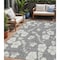 Homeroots 5' X 8' Gray And Ivory Floral Washable Indoor Outdoor Area Rug 599887 - alternate 1