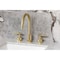 Kingston Brass Widespread Bathroom Faucet with Knurled Handle and Brass Pop-Up, Brushed Brass KS8927KNL - alternate 2