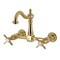 Kingston Brass Two-Handle Wall Mount Bridge Kitchen Faucet, Brushed Brass KS1267BEX - alternate 1