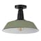 Jonathan Y Camila 14" 1-Light Classic Industrial Indoor/Outdoor Iron LED Semi Flush Mount, Matte Olive Green JYL7617I - alternate 4