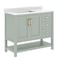 Flash Furniture Vega 42in. Vanity w/Sink, Cabinet w/Gold Hardware, Open Shelf & 3 Drawers, Marble Counter, Sage/Wht FS-VEGA42-SG-HDGLD-GG - alternate 2