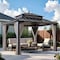 Sunjoy Kingston 12x10 Gazebo, Steel Hardtop Gazebo with Curtain and Netting - Brown Aluminum Posts A10204360200 - alternate 1