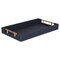 Homeroots 16in Navy Blue Wood Faux Shagreen Serving Tray With Handles 518599 - alternate 2