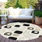 Homeroots 8' Ivory Black And Beige Round Geometric Washable Indoor Outdoor Area Rug 616816 - alternate 3