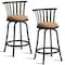 Homeroots Set of Two 24" Brown and Black Microfiber and Metal Low Back Counter Height Swivel Bar Chairs 568247 - alternate 1