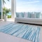 Homeroots 3' X 5' Teal Blue And Ivory Abstract Washable Indoor Outdoor Area Rug 613127 - alternate 3
