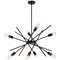 Vaxcel Halsted 8-Light 29.25 in W Black, Satin Brass Gold Mid-Century Modern Sputnik Pendant Fixture P0391R - alternate 1