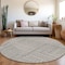 Homeroots 8' Gray And Ivory Round Geometric Washable Indoor Outdoor Area Rug 600830 - alternate 3