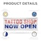 Signmission Tattoo Shop Now Open, 48 Inch x 120 Inch, Vinyl Banner B-120-30881 - alternate 2