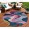 Homeroots 8' Green Pink And Teal Blue Round Abstract Washable Indoor Outdoor Area Rug 604458 - alternate 1
