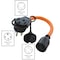 Ac Works Piggy-Back Adapter Cord, NEMA 14-30P/14-30R to L14-30R, 1.5 ft, 30A, 125/250V, STW 10/4 PB1430L1430 - alternate 3