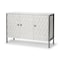 Homeroots 47in White and Gray Wood and Metal Carved Geometric Accent Cabinet With Three Doors 611057 - alternate 1