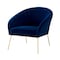 Homeroots 31" Navy Blue And Gold Velvet Barrel Chair 534133 - alternate 2