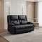 Homeroots 62in Black Faux Leather Manual Reclining Loveseat With Storage and Toss Pillows 721194 - alternate 3