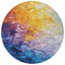 Homeroots 8' Gold Yellow And Teal Blue Round Abstract Washable Indoor Outdoor Area Rug 617355 - alternate 2