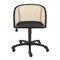 Homeroots Beige and Black Solid Wood Steel And Cane Rattan Adjustable Swivel Rolling Office Chair 558361 - alternate 2