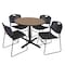 Regency Round Cain Breakroom Table W/ 4 Zeng Stack Chairs, 42 in W, 42 in L, Noble Oak TB42RNDNO44BK - alternate 1