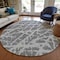 Homeroots 8' Round Charcoal Round Abstract Washable Non Skid Indoor Outdoor Area Rug 559258 - alternate 3