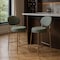 Homeroots Set of Two 29" Green and Gold Faux Leather and Metal Low Back Bar Height Bar Chairs, 2PK 719632 - alternate 2